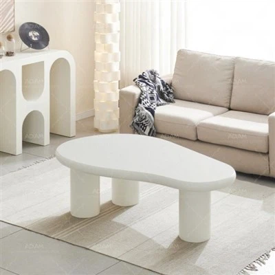 Бяла модерна овална масичка за кафе